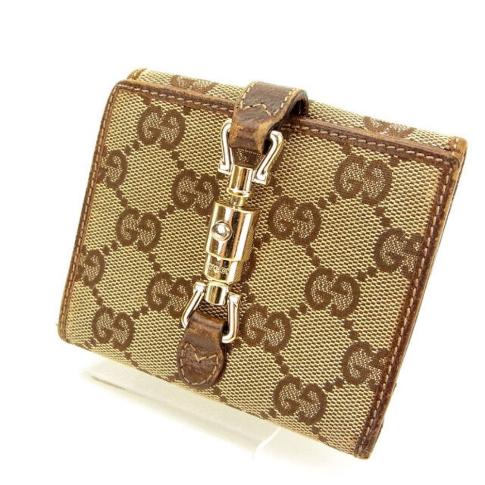 Gucci Wallet Purse Folding wallet GG Beige Grey Woman Authentic Used Y704